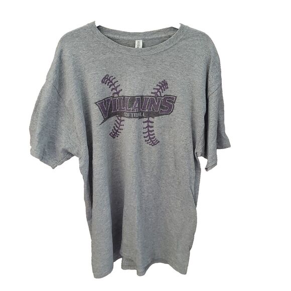 Unbranded Other - villains softball shirt short sleeve gray size XL cotton/polyester blend